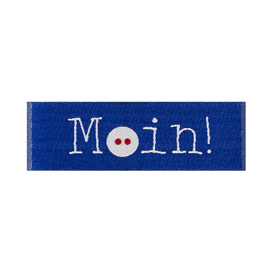 Label "Moin" blau