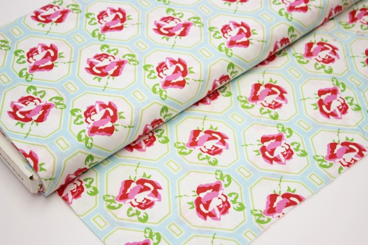 Patchworkstoff Roses in hexagon