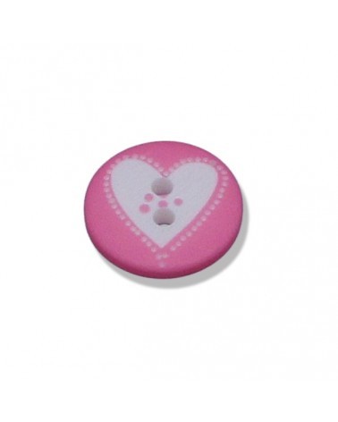 Knopf Herz 15mm rosa/weiß